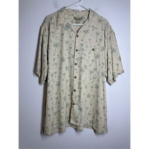 Paradise Coves Men’s Silk Shirt Button Down Short Sleeve Size XL Palmes Print